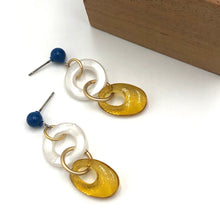 Load image into Gallery viewer, Pearl Aqua &amp; Gold Glitter Addie Earrings