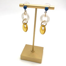 Load image into Gallery viewer, Pearl Aqua &amp; Gold Glitter Addie Earrings