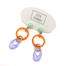 Load image into Gallery viewer, Orange Mint &amp; Periwinkle Glitter Addie Earrings