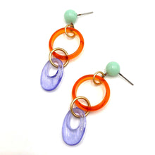 Load image into Gallery viewer, Orange Mint &amp; Periwinkle Glitter Addie Earrings