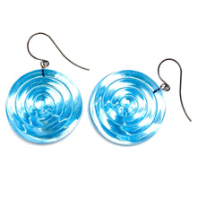 Load image into Gallery viewer, Ice Blue &amp; Glow Spiral Drop Earrings