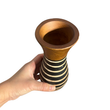 Load image into Gallery viewer, Tall Handcrafted Mango Wood Vase Bee Pattern