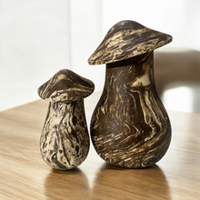 Load image into Gallery viewer, Forest Whimsy Hand-Carved Wooden Mushroom Duo