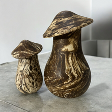 Load image into Gallery viewer, Forest Whimsy Hand-Carved Wooden Mushroom Duo