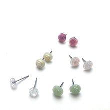 Load image into Gallery viewer, Light Green Opal Carved Rose Stud Earrings