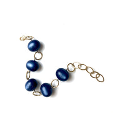 Load image into Gallery viewer, Sapphire Blue Moonglow &amp; Gold Bubble Stations Bracelet