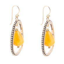 Load image into Gallery viewer, Inline Orange Jade Drop Golden Earrings