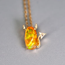 Load image into Gallery viewer, I Love You, Little Devil - Fire Opal Diamond Necklace 18K Yellow Gold
