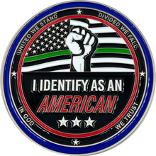 Load image into Gallery viewer, EL12-010 My Pronoun is AMERICAN Thin Green Line Challenge Coin Border Patrol Deputy Sheriff Military