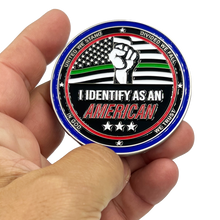 Load image into Gallery viewer, EL12-010 My Pronoun is AMERICAN Thin Green Line Challenge Coin Border Patrol Deputy Sheriff Military