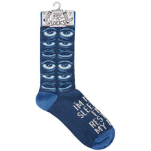 Load image into Gallery viewer, I'm Not Sleeping I'm Resting My Eyes Socks | Sleepy Tired Eyes Novelty Socks