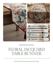 Load image into Gallery viewer, DaDa Bedding Vintage Romantic Roses Lovely Pink Floral Woven Tapestry Dining Table Runner (879)