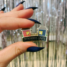 Load image into Gallery viewer, Introverts Unite (From Their Own Houses) Enamel Pin with Gift Card