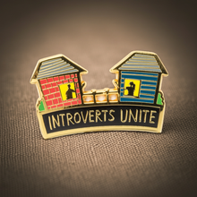 Load image into Gallery viewer, Introverts Unite (From Their Own Houses) Enamel Pin with Gift Card
