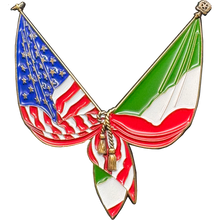 Load image into Gallery viewer, EL14-003 Italian American Italy Flag American Flag Italia support Pin 2 inch with dual pin posts