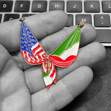 Load image into Gallery viewer, EL14-003 Italian American Italy Flag American Flag Italia support Pin 2 inch with dual pin posts