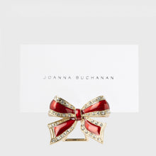Load image into Gallery viewer, Enamel bow placecard holders, red, set of four