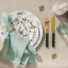 Load image into Gallery viewer, Skinny stripey bee napkin rings, green, set of four
