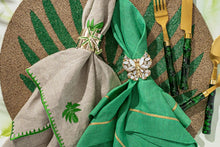 Load image into Gallery viewer, Palm tree embroidered dinner napkins, flax, set of two