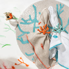 Load image into Gallery viewer, Delicate coral hand beaded placemat, turquoise