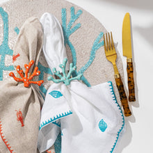 Load image into Gallery viewer, Lobster embroidered dinner napkins, flax, set of two