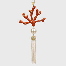 Load image into Gallery viewer, Coral tassel hanging ornament, coral