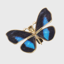 Load image into Gallery viewer, Painterly butterfly mini clips, blue, set of five