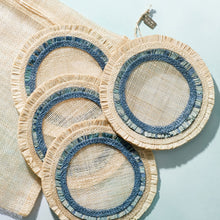 Load image into Gallery viewer, Ruffle edge straw coasters, indigo