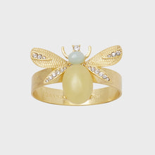 Load image into Gallery viewer, Etched wing bug skinny napkin rings, lemon jasper, set of four