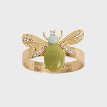 Load image into Gallery viewer, Etched wing bug skinny napkin rings, lemon jasper, set of four
