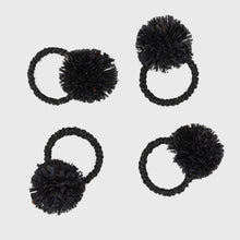 Load image into Gallery viewer, Straw pompom napkin rings, black, set of four