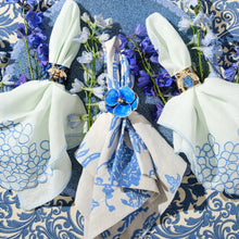 Load image into Gallery viewer, Enamel flower napkin rings, blue, set of four