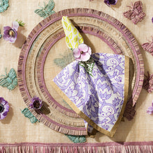 Load image into Gallery viewer, Joyful block print napkin, lilac, set of two
