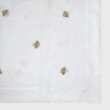 Load image into Gallery viewer, Embroidered golden bee tablecloth, white
