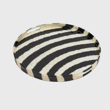 Load image into Gallery viewer, Extra large striped capiz tray, black