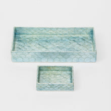 Load image into Gallery viewer, Capiz trays, aqua blue , set of two