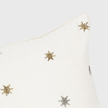 Load image into Gallery viewer, Embroidered star pillow, cream cotton velvet