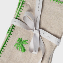 Load image into Gallery viewer, Palm tree embroidered dinner napkins, flax, set of two