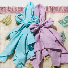Load image into Gallery viewer, Bow linen napkin, aqua, set of two