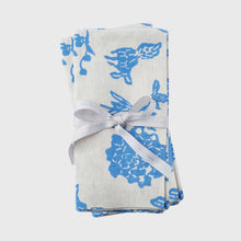 Load image into Gallery viewer, Garden print napkin, blue, set of two