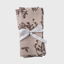 Load image into Gallery viewer, Garden print napkin, mocha, set of two