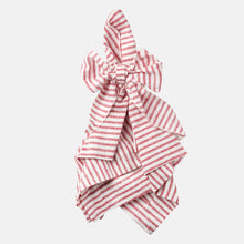 Load image into Gallery viewer, Bow linen napkin, red stripe, set of two