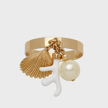 Load image into Gallery viewer, Coral and shell skinny napkin rings, cream, set of four