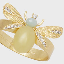 Load image into Gallery viewer, Etched wing bug skinny napkin rings, lemon jasper, set of four
