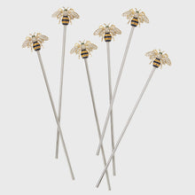 Load image into Gallery viewer, Stripey bee swizzle sticks