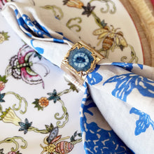 Load image into Gallery viewer, Garden print napkin, blue, set of two