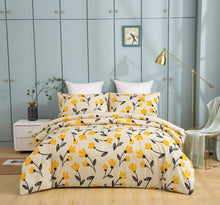 Load image into Gallery viewer, DaDa Bedding Yellow Fleur Floral Golden Orange Ivory Duvet Cover Set w/ Pillow Cases (18112)