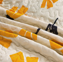 Load image into Gallery viewer, DaDa Bedding Yellow Fleur Floral Golden Orange Ivory Cream Scalloped Bedspread Set (18112)