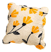 Load image into Gallery viewer, DaDa Bedding Set of 2-Pieces Yellow Fleur Floral Golden Orange Ivory Cream Scalloped Throw Pillow Covers, 18" x 18" (18112)