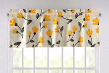 Load image into Gallery viewer, DaDa Bedding Yellow Fleur Golden Orange Botanical Ivory Duvet Cover &amp; Fitted Flat Bed Sheets Set w/ Pillow Cases Window Valances (18112)